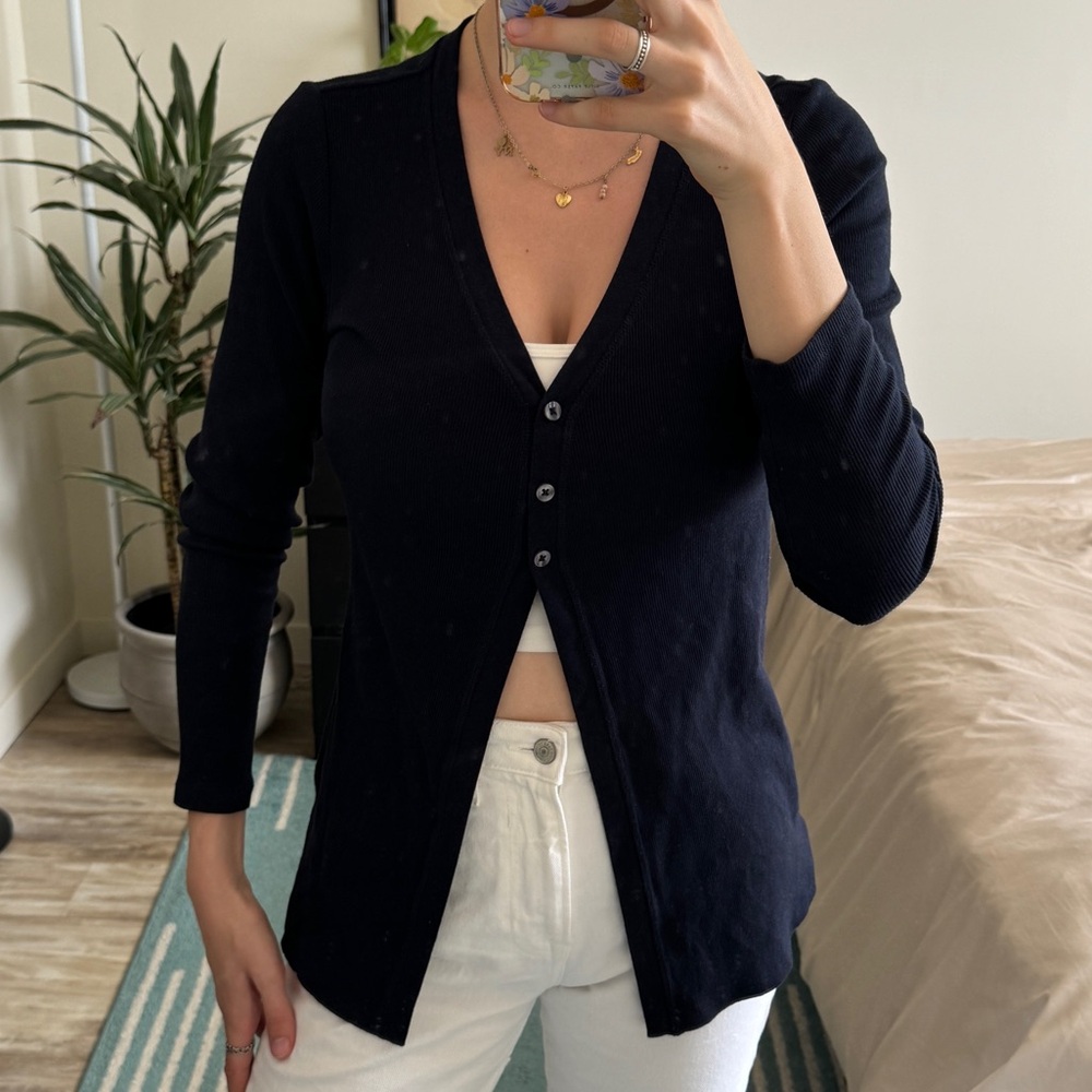 Elie Tahari navy blue button cardigan - small